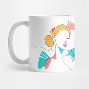 Women Lineart with Bun Hair Mug